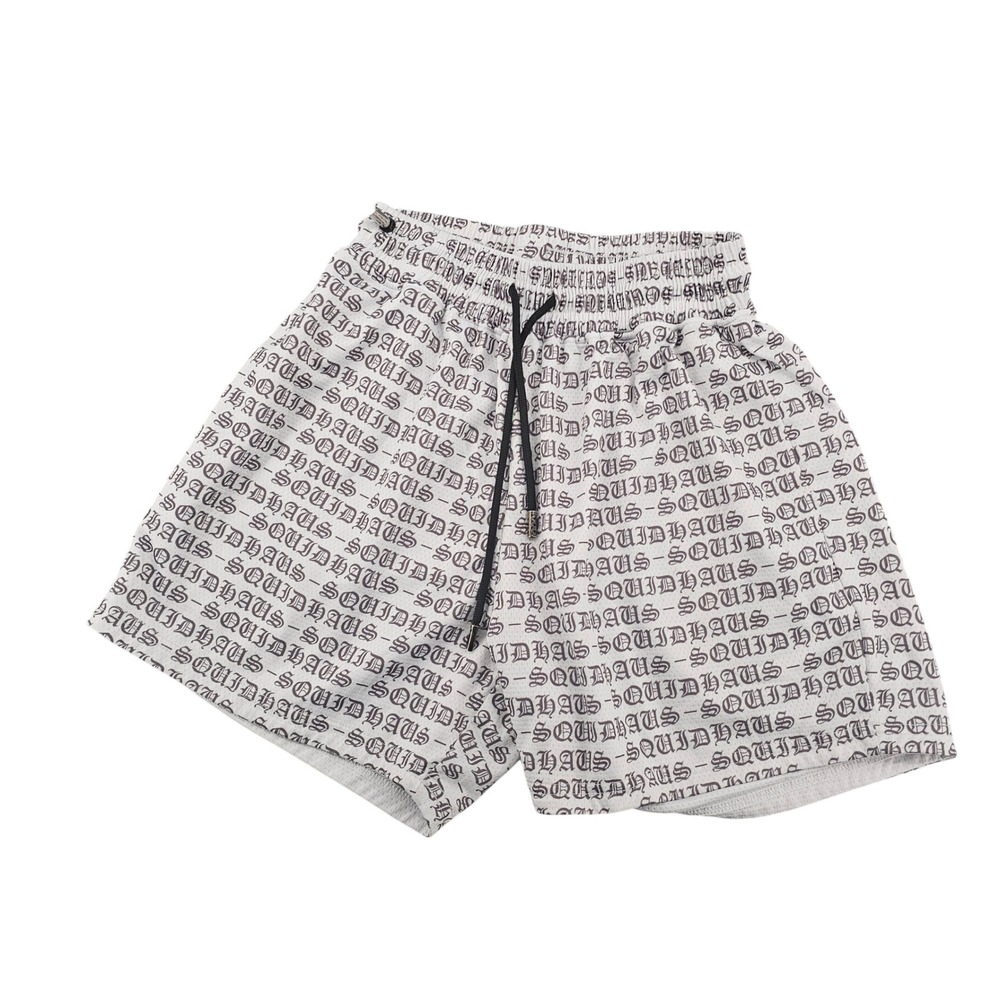 Squidhaus Mens White Black Logo Print Mesh Athletic Shorts Size L